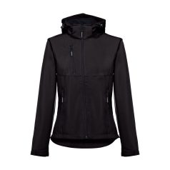   ZAGREB WOMEN. Women's softshell with removable hood, Female, 96% polyester and 4% spandex (2 layers): 280 g/m², Black, S