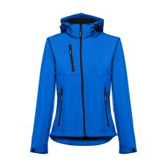   ZAGREB WOMEN. Women's softshell with removable hood, Female, 96% polyester and 4% spandex (2 layers): 280 g/m², Royal blue, L