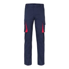   Pantaloni extensibili cu buzunare multiple, in doua tonuri, Unisex, 2502E11508, Velilla, Bumbac, Poliester, Albastru, 34