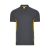 Tricou polo pique bicolor cu maneca scurta, Unisex, 2502E13401, Velilla, Bumbac, Poliester, Gri, 2XL