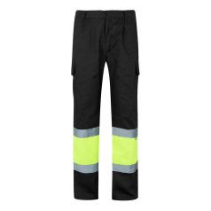   Pantaloni din twill in doua tonuri, Unisex, 2502E11067, Velilla, Poliester, Bumbac, Negru, M