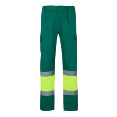   Pantaloni din twill bicolor cu buzunare multiple, Unisex, 2502E13179, Velilla, Poliester, Bumbac, Verde, 2XL