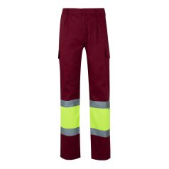   Pantaloni din twill bicolor cu buzunare multiple, Unisex, 2502E13144, Velilla, Poliester, Bumbac, Burgundy, 3XL