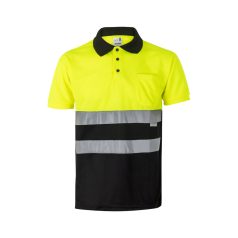   Tricou polo bicolor cu maneci scurte, Unisex, 2502E11281, Velilla, Poliester, Negru, XL