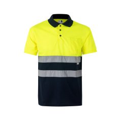   Tricou polo bicolor cu maneci scurte, Unisex, 2502E11246, Velilla, Poliester, Albastru, 2XL