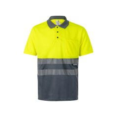   Tricou polo bicolor cu maneci scurte, Unisex, 2502E11264, Velilla, Poliester, Gri, 2XL