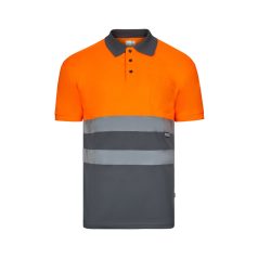   Tricou polo bicolor cu maneci scurte, Unisex, 2502E11267, Velilla, Poliester, Gri, 3XL