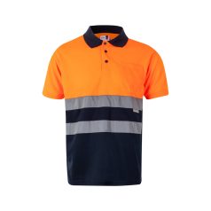   Tricou polo bicolor cu maneci scurte, Unisex, 2502E11231, Velilla, Bumbac, Poliester, Albastru, 5XL