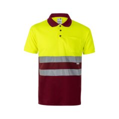   Tricou polo bicolor cu maneci scurte, Unisex, 2502E11232, Velilla, Bumbac, Poliester, Burgundy, 4XL