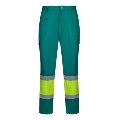   Pantaloni in doua tonuri, din twill, Unisex, 2502E11004, Velilla, Poliester, Bumbac, Verde, 2XL