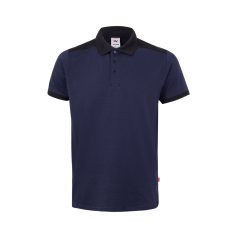   Tricou polo pique stretch bicolor cu maneci scurte, Unisex, 2502E13700, Velilla, Poliester, Elastan, Albastru, 2XL