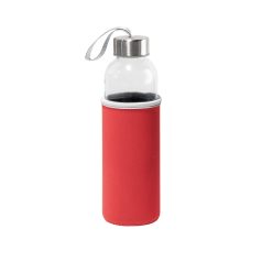 Sports bottle, Glass and stainless steel, Red