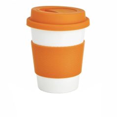   Cana de cafea 350 ml, ecologica, Everestus, EA, pla, silicon, portocaliu