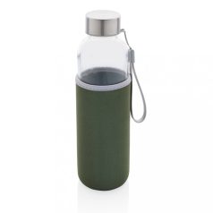   Bidon sport pentru apa, cu husa, 21MAR1745, 500 ml, 6.8x6.8x22.5xØ 6.8 cm, Everestus, Sticla, Neopren, Verde