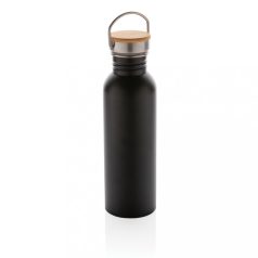   Sticla de apa, sport, Everestus, 2707256, Otel, Bambus, 700 ml, 7.1x7.1x24xø7.1 cm, Negru