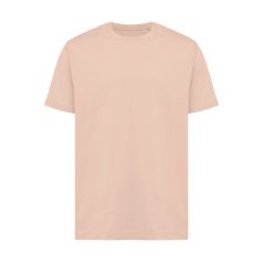   Tricou cu maneca scurta, la baza gatului, Casual, Unisex, iqoniq, 2410E19357, Bumbac, Portocaliu peach, L