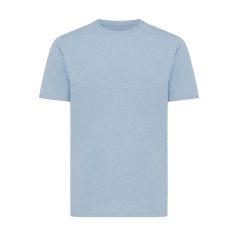   Tricou cu maneca scurta, la baza gatului, Casual, Unisex, iqoniq, 2410E19449, Bumbac, Albastru light, XXL