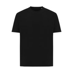   Tricou cu maneca scurta, la baza gatului, Casual, Unisex, iqoniq, 2410E19466, Bumbac, Negru, 5XL