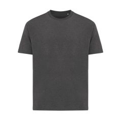   Tricou cu maneca scurta, la baza gatului, Casual, Unisex, iqoniq, 2410E19486, Bumbac, Gri heather anthracite, 5XL