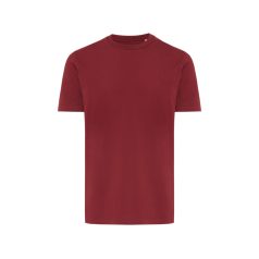   Tricou cu maneca scurta, la baza gatului, Casual, Unisex, iqoniq, 2410E19148, Bumbac, Rosu burgundy, S