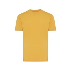   Tricou cu maneca scurta, la baza gatului, Casual, Unisex, iqoniq, 2410E19289, Bumbac, Galben ochre, L