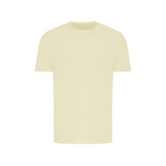   Tricou cu maneca scurta, la baza gatului, Casual, Unisex, iqoniq, 2410E19162, Bumbac, Galben crem, L