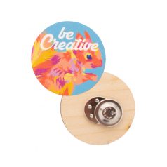 WooBadge custom magnetic badge, Wood, natural, ø45 mm