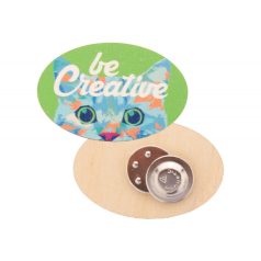 WooBadge custom magnetic badge, Wood, natural, 35×53 mm