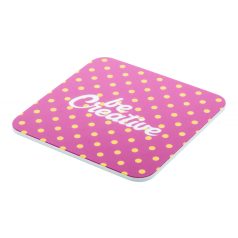 Coaster, square, 95×95×3 mm, 20FEB17178, PVC, Alb