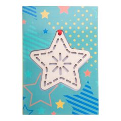 TreeCard Christmas card, star, Wood, natural, 105×148×3mm