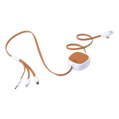   Cablu de incarcare usb, 2401E17910, Everestus, 55x1000x24 mm, Piele ecologica, ABS, Maro, Alb