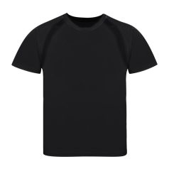   Tricou cu maneca scurta, la baza gatului, Sport, Copii, Makito, 2410E21043, Poliester, Negru, 10--12