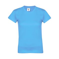   Tricou cu maneca scurta, la baza gatului, Casual, Femei, Keya, 2410E20074, Bumbac, Albastru light, M