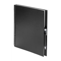   Agenda A4, velina, cu spirala si pix, 210×290 mm, Everestus, 20FEB10338, Carton, Hartie reciclata, Negru