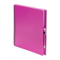   Agenda A4, velina, cu spirala si pix, 210×290 mm, Everestus, 20FEB10342, Carton, Hartie reciclata, Roz