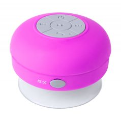   Splashproof bluetooth speaker, ø85×55 mm, Everestus, 20FEB10678, Plastic, Cauciuc, Roz, Alb