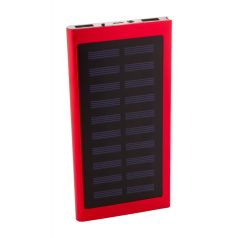   Powerbank solar, Everestus, 42FEB230590, 4000 mAh, 152x75x10 mm, Aluminiu, Rosu, Negru