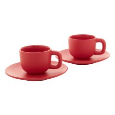   Set 2 cani expresso, 85 ml, 2410E25538, Everestus, 130 x 130 x 87 mm, Ceramica, Rosu