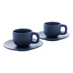   Set 2 cani expresso, 85 ml, 2410E25536, Everestus, 130 x 130 x 87 mm, Ceramica, Albastru dark