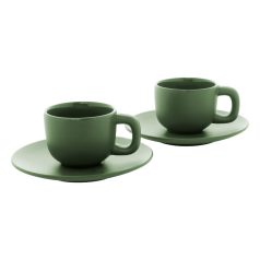   Set 2 cani expresso, 85 ml, 2410E25537, Everestus, 130 x 130 x 87 mm, Ceramica, Verde